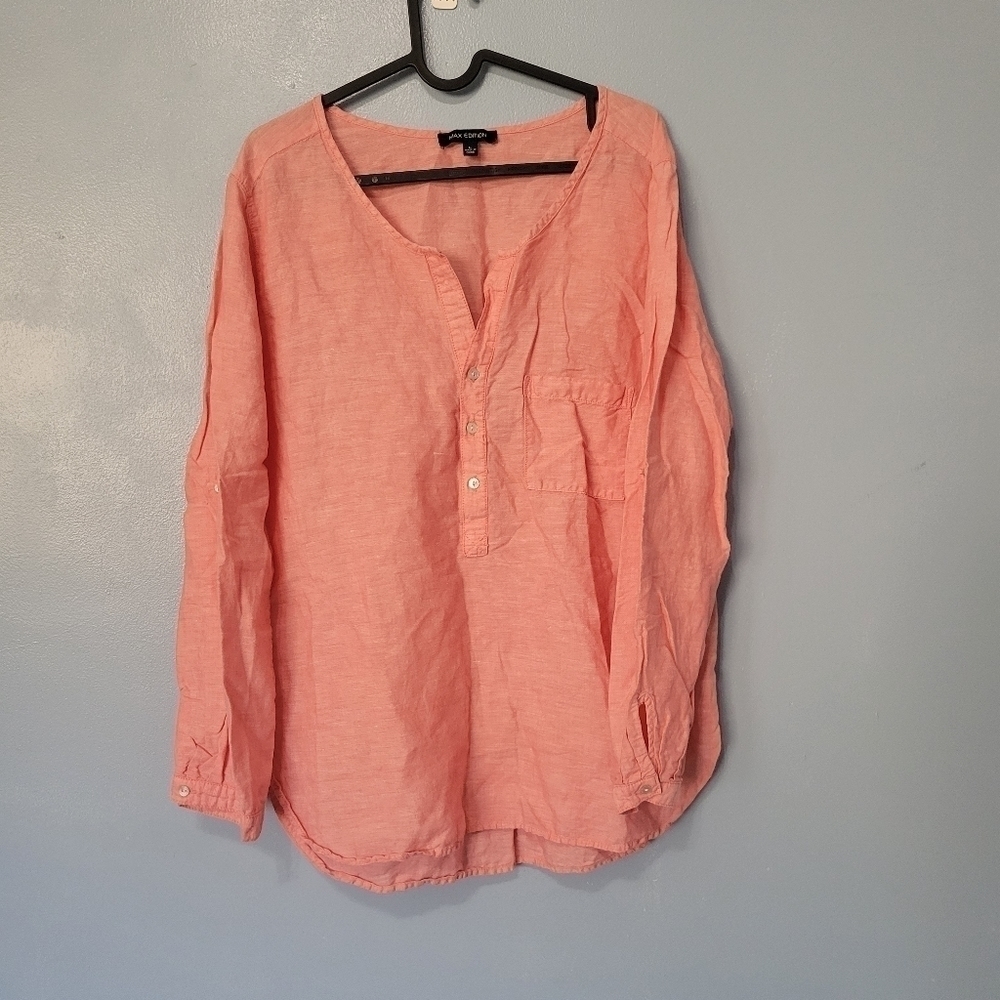 Linen Blend Max Edition Tunic Blouse Large